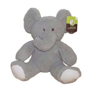 Animal Adventure Baby NWT Plush gray elephant nubby fur white feet soft toy